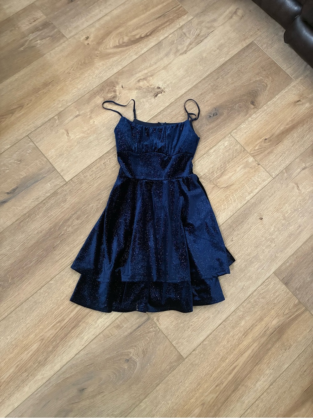 Women’s velvet Navy Sparkle Layered Dress